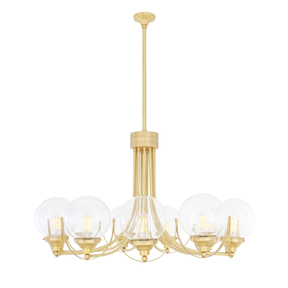 Wilmot Globe Chandelier in Antique Brass and Clear Glass