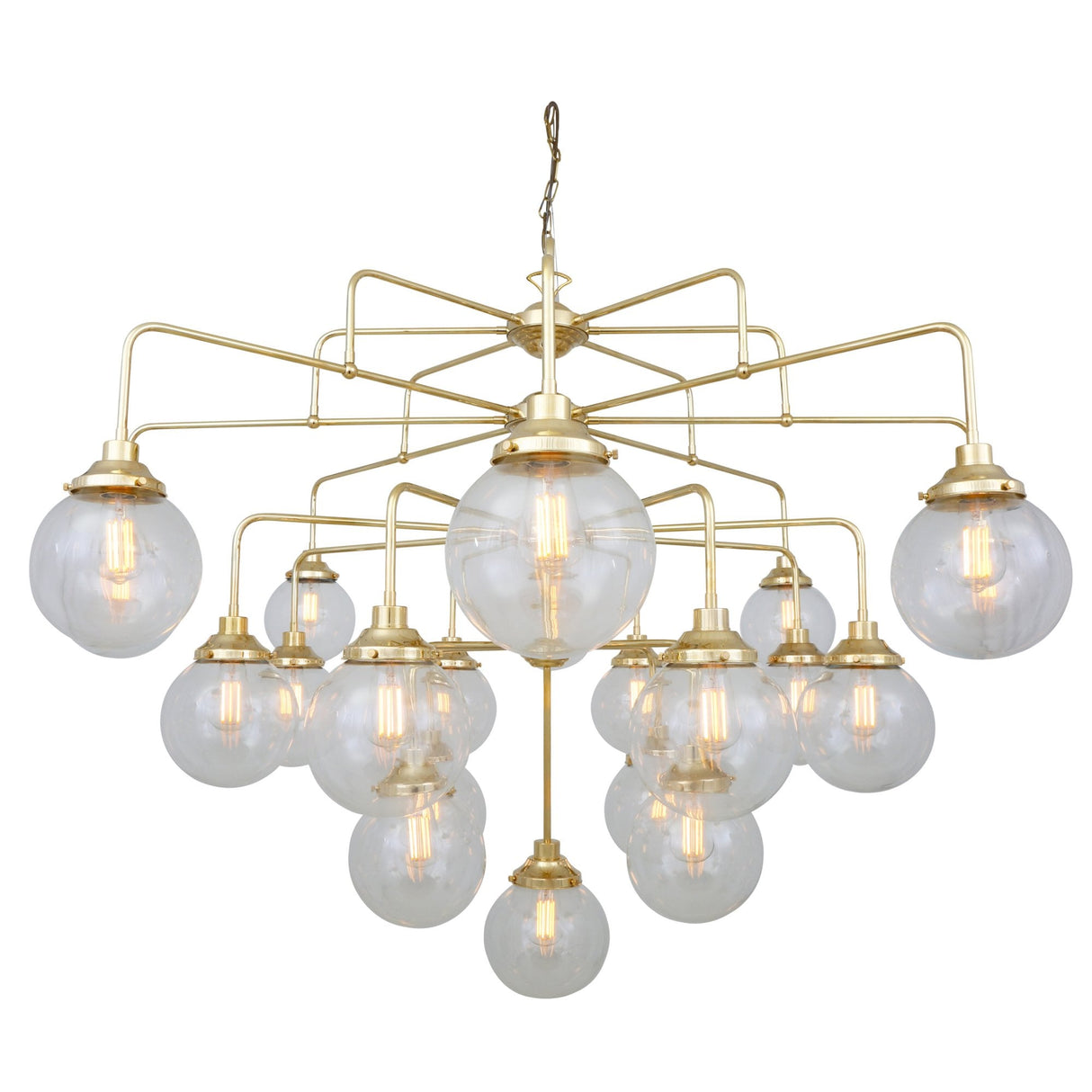Antique Brass Rome 4-Tier Chandelier with Clear Glass Globes