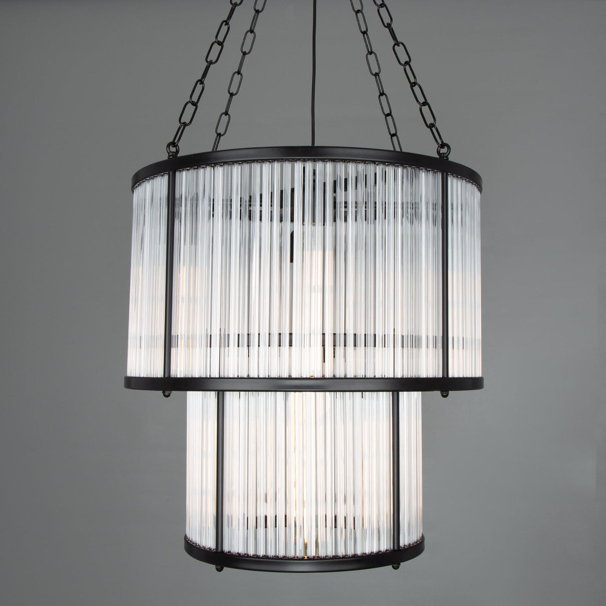 Elegant Two-Tier Caledon Chandelier in Matte Black