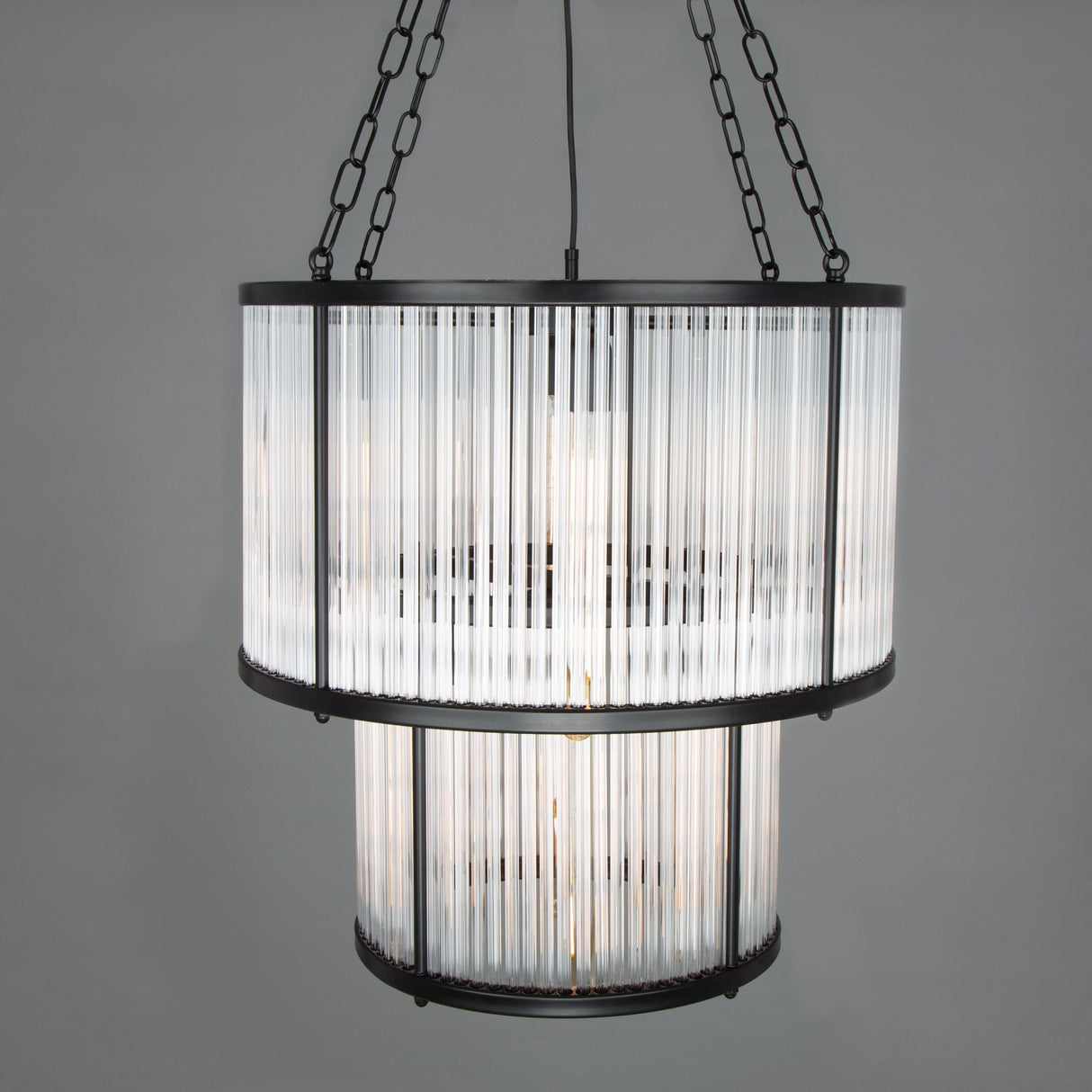 Elegant Two-Tier Caledon Chandelier in Matte Black