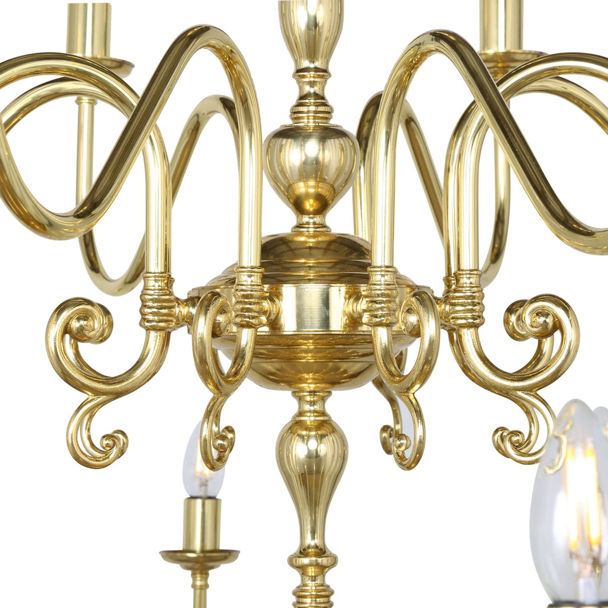 Antique Brass Flemish Two-Tier Candle-Style Chandelier