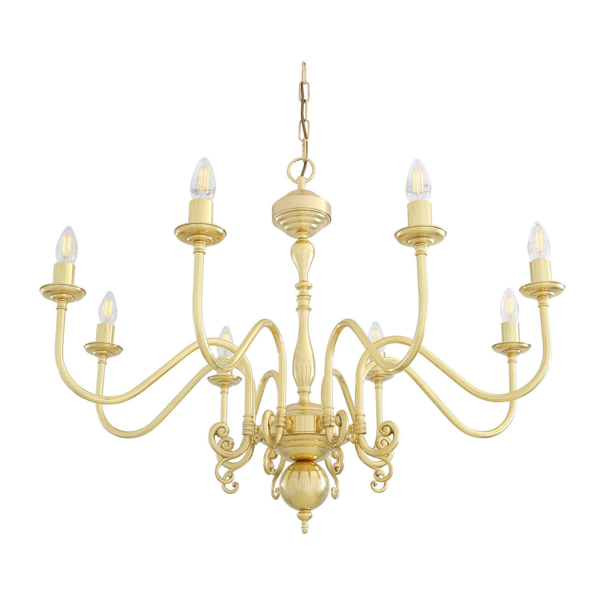 Flemish Single Tier Chandelier | Elegant Brass Masterpiece