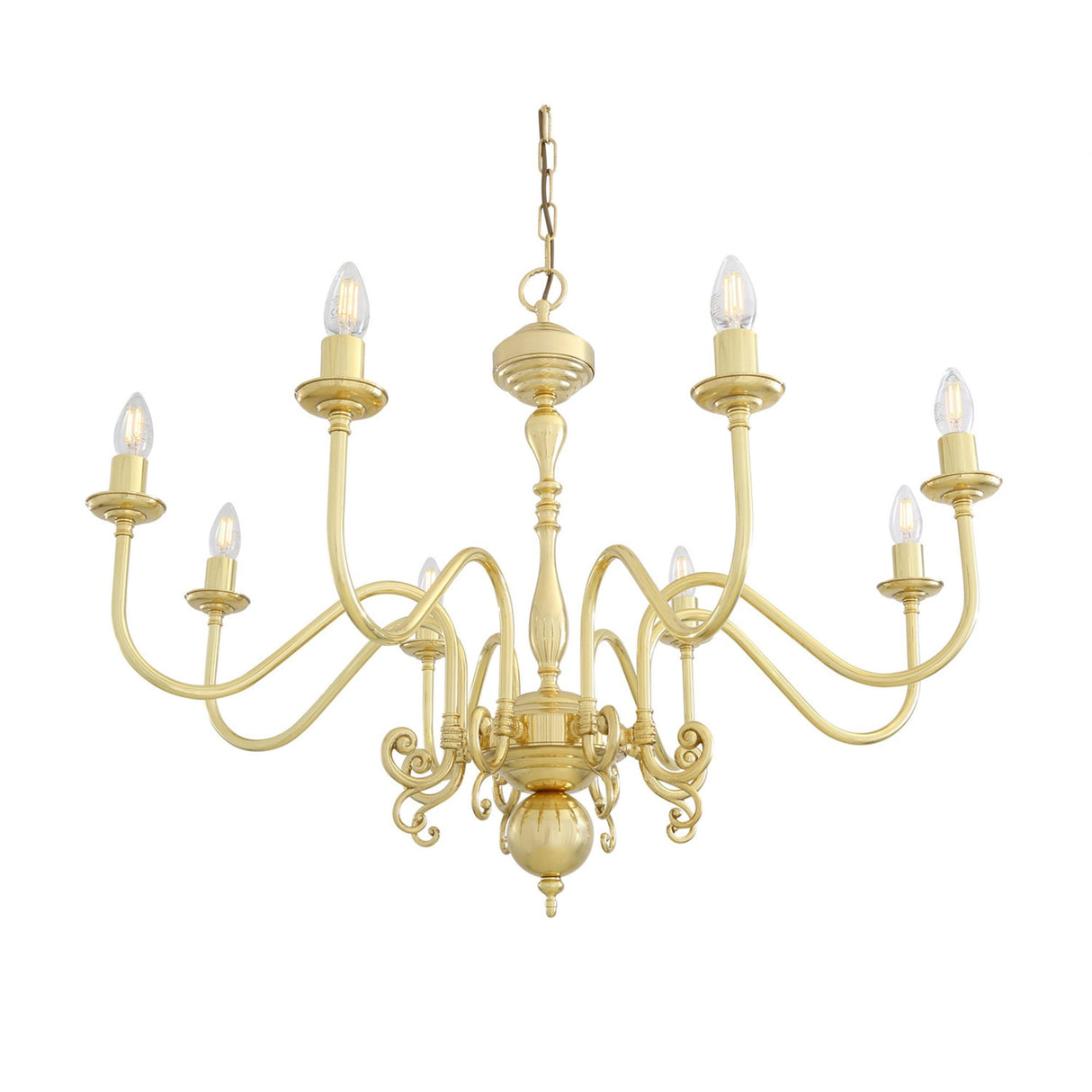 Flemish Single Tier Chandelier | Elegant Brass Masterpiece