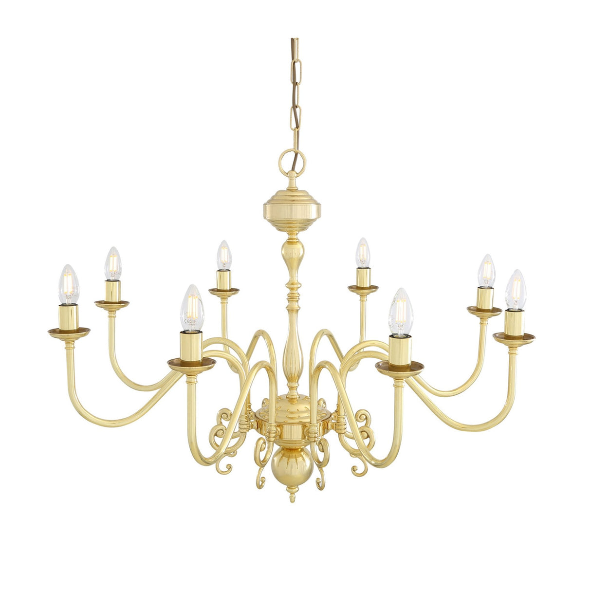 Flemish Single Tier Chandelier | Elegant Brass Masterpiece