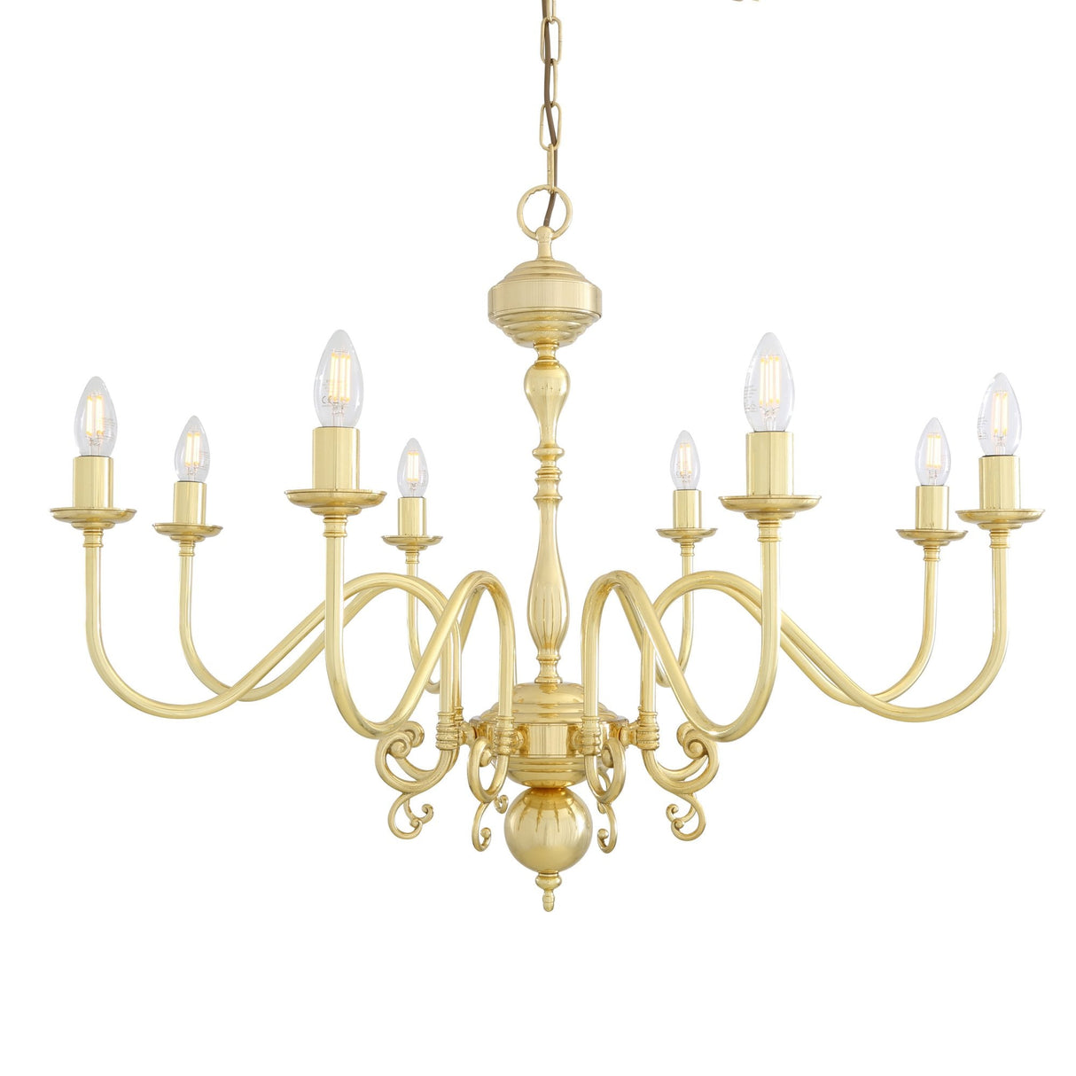 Flemish Single Tier Chandelier | Elegant Brass Masterpiece