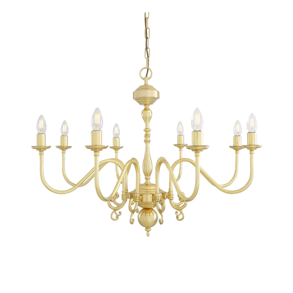 Flemish Single Tier Chandelier | Elegant Brass Masterpiece