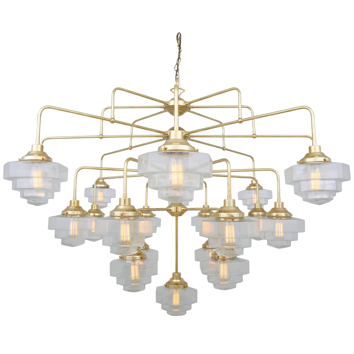 Siena Art Deco 4-Tier Chandelier in Antique Brass Finish