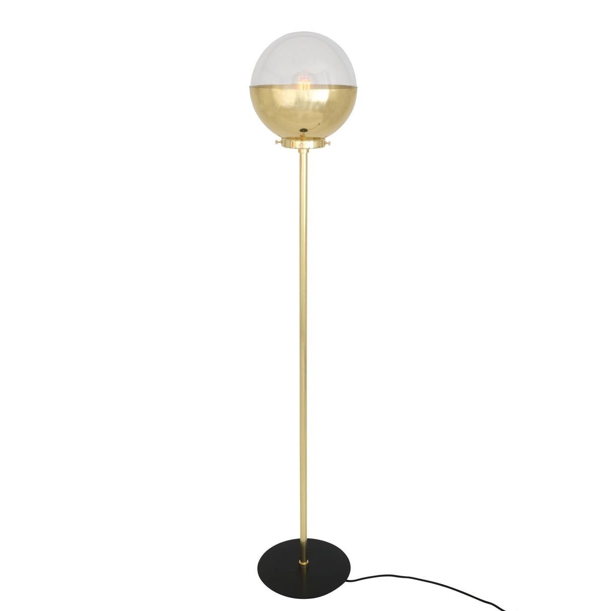 Antique Brass and Matt Black Florence Floor Lamp with Dome Shade