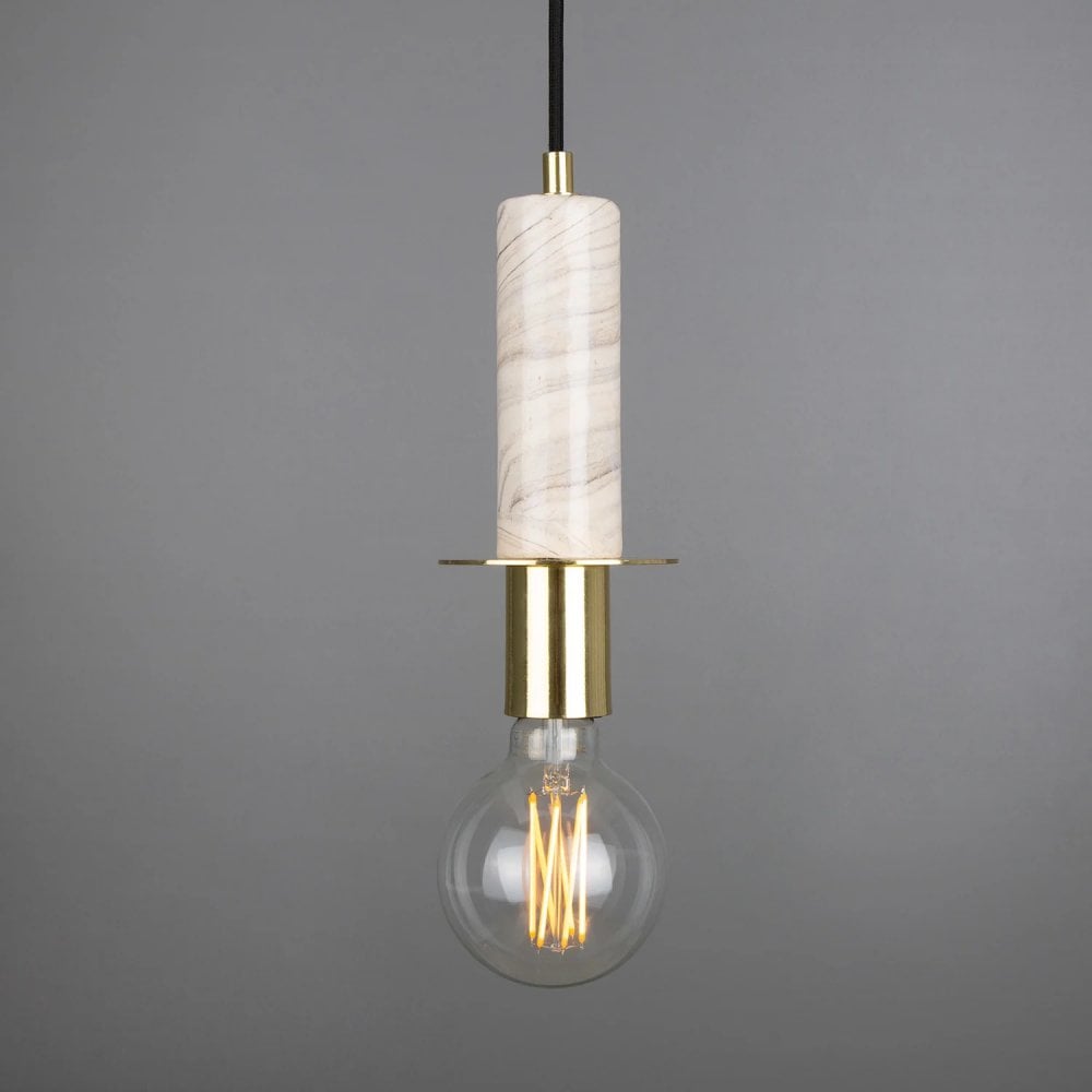 Figo Marbled Pendant Light - Antique Brass Finish