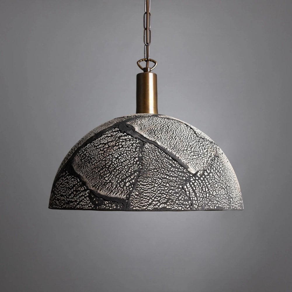 Black Clay & Brass Kauri Pendant Light 37cm