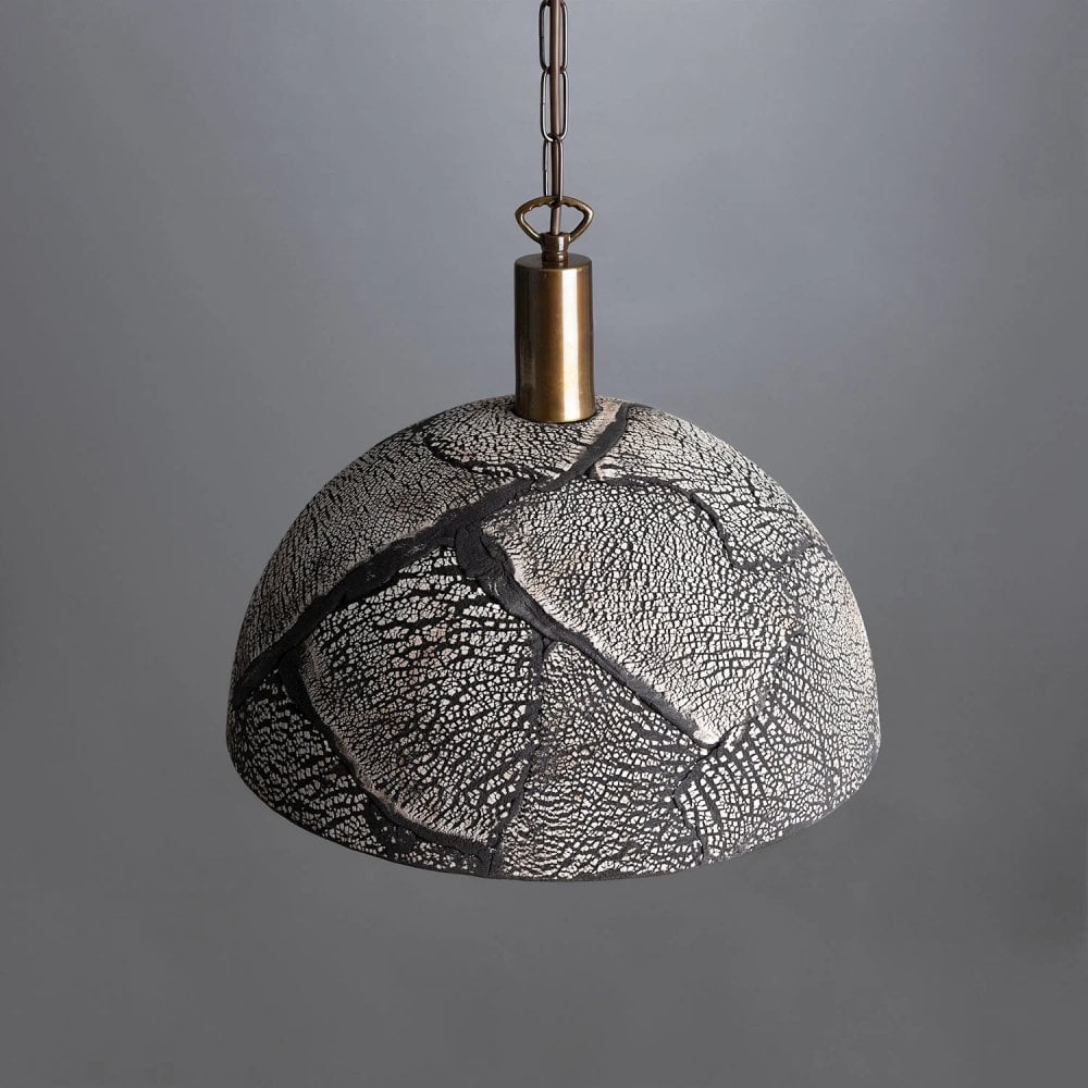Black Clay & Brass Kauri Pendant Light 37cm