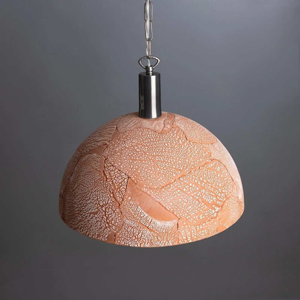 Red Iron & Brass Kauri Pendant Light - 37cm Dome Design