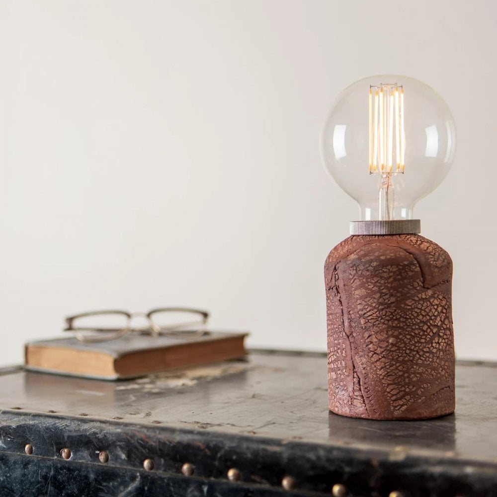 Rustic Bixa Table Lamp - Industrial Red Iron & Antique Brass