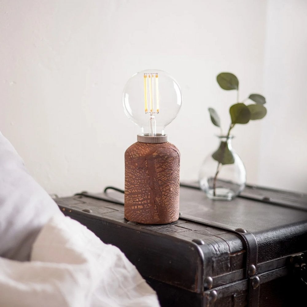 Rustic Bixa Table Lamp - Industrial Red Iron & Antique Brass