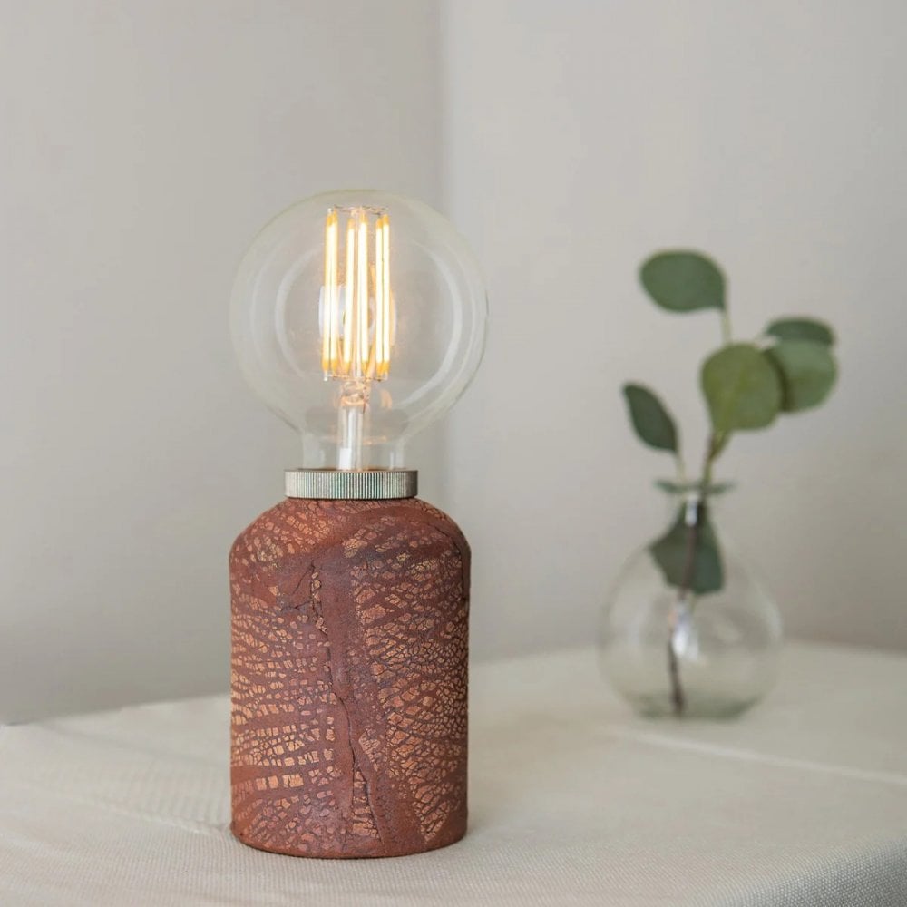 Rustic Bixa Table Lamp - Industrial Red Iron & Antique Brass