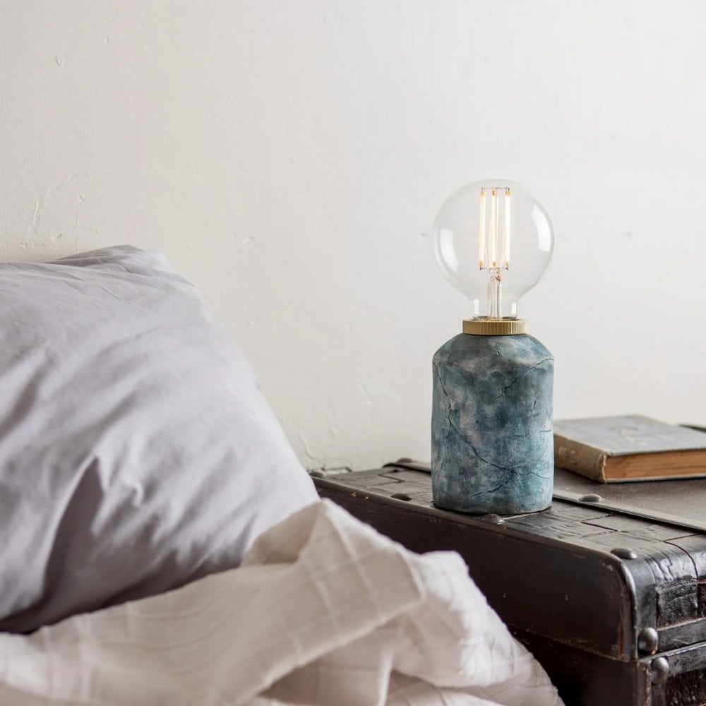 Blue Earth Bixa Lamp - Antique Brass Finish Table Light