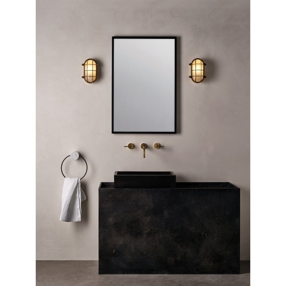 Thurso Coastal Brass Oval Outdoor Wall Light