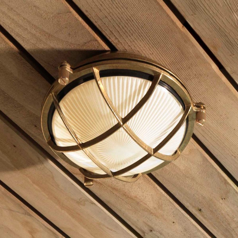 Coastal Brass Outdoor Wall Light - Thurso Round