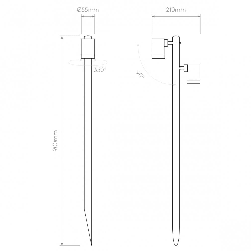 Bayville Twin Spike LED Spotlight - Textured Black Finish