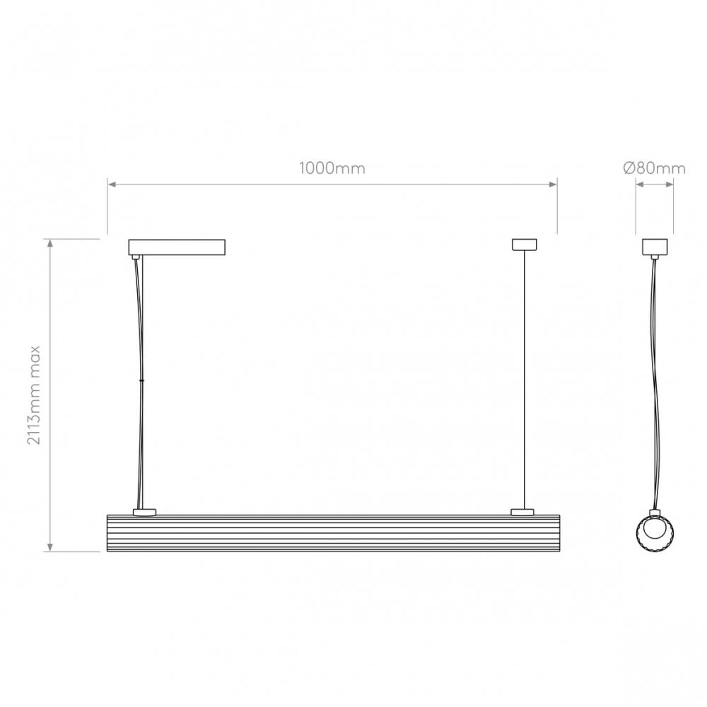 Contemporary Matte Black Pendant Light 1000
