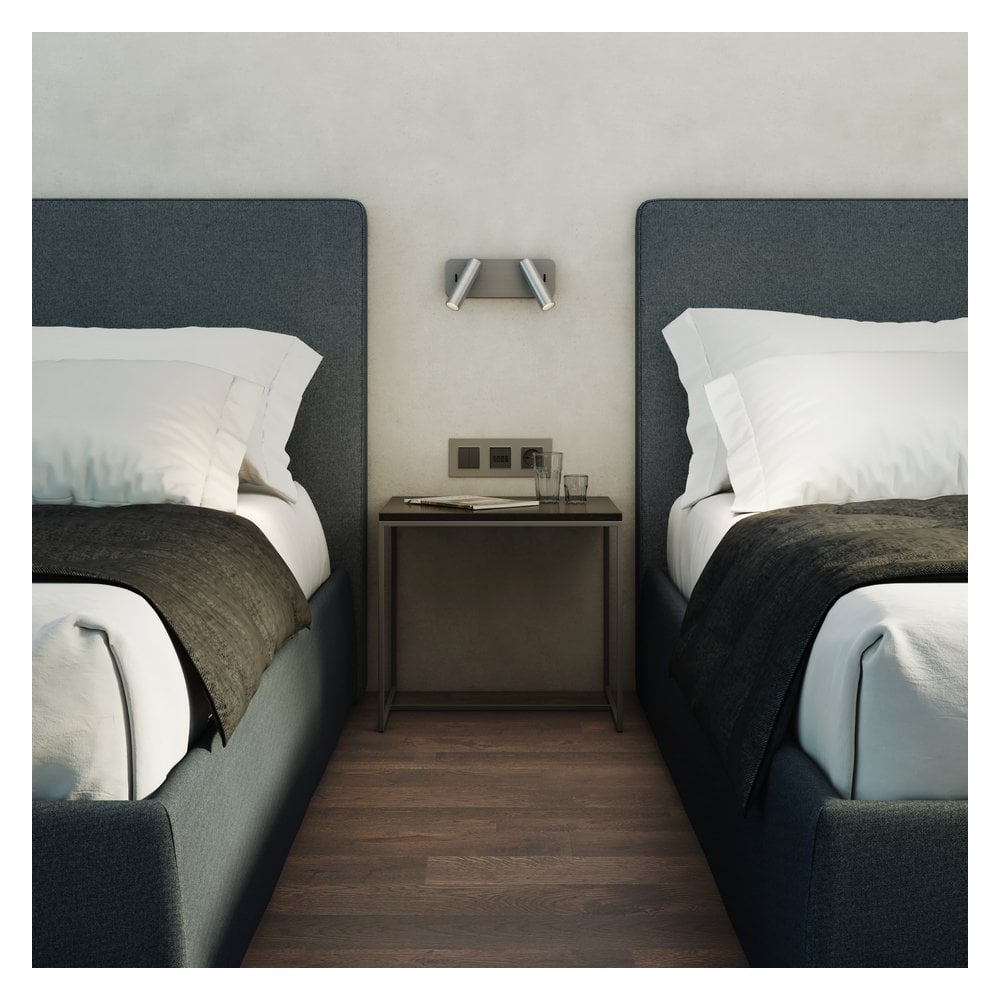 Enna Twin Wall Light in Matte Nickel with Integrated LED