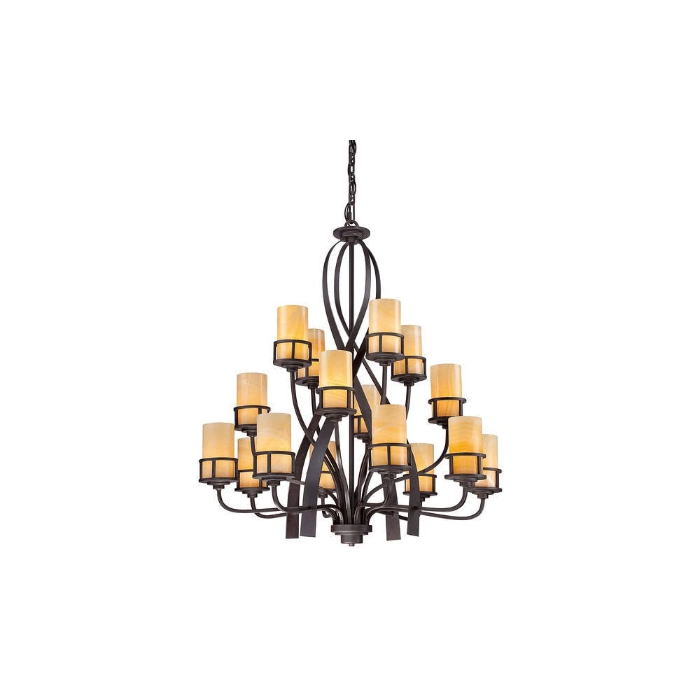 Majestic 16-Light Kyle Chandelier in Imperial Bronze with Butterscotch Onyx