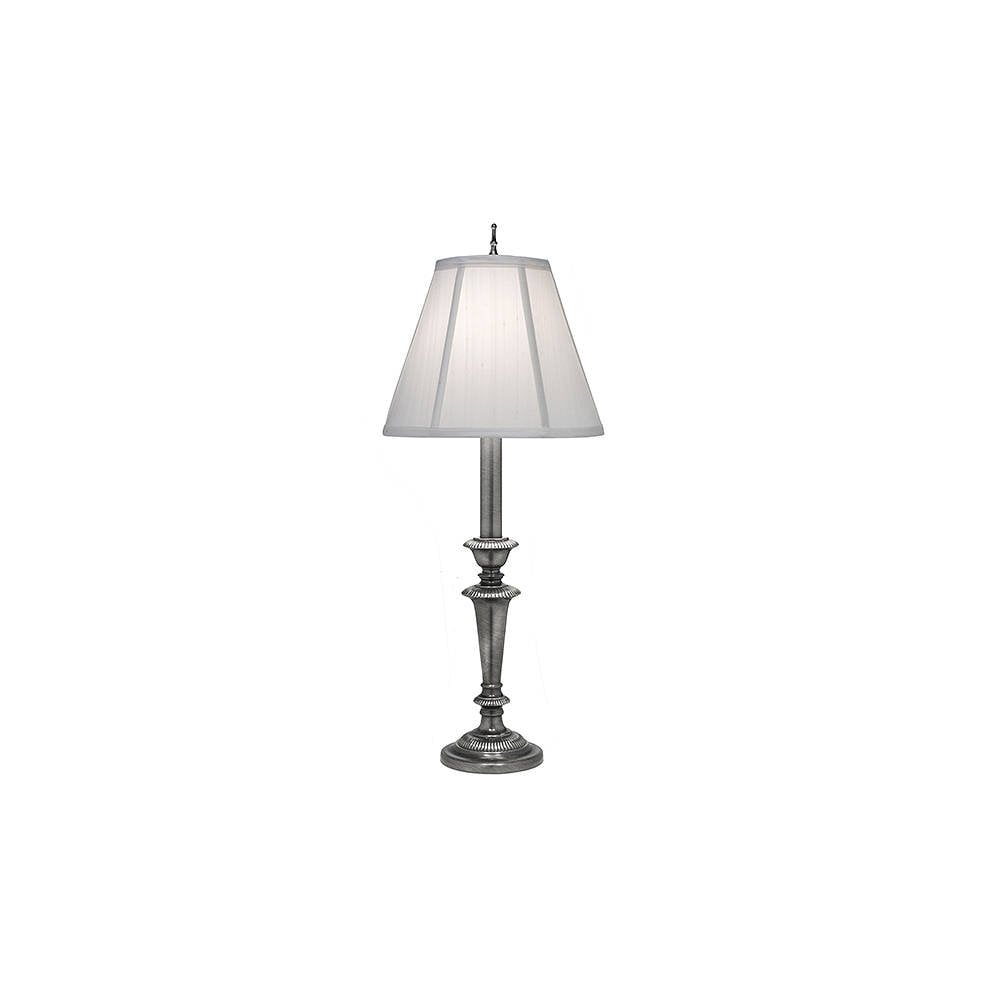 Lexington Antique Nickel Table Lamp with Off-White Shantung Shade