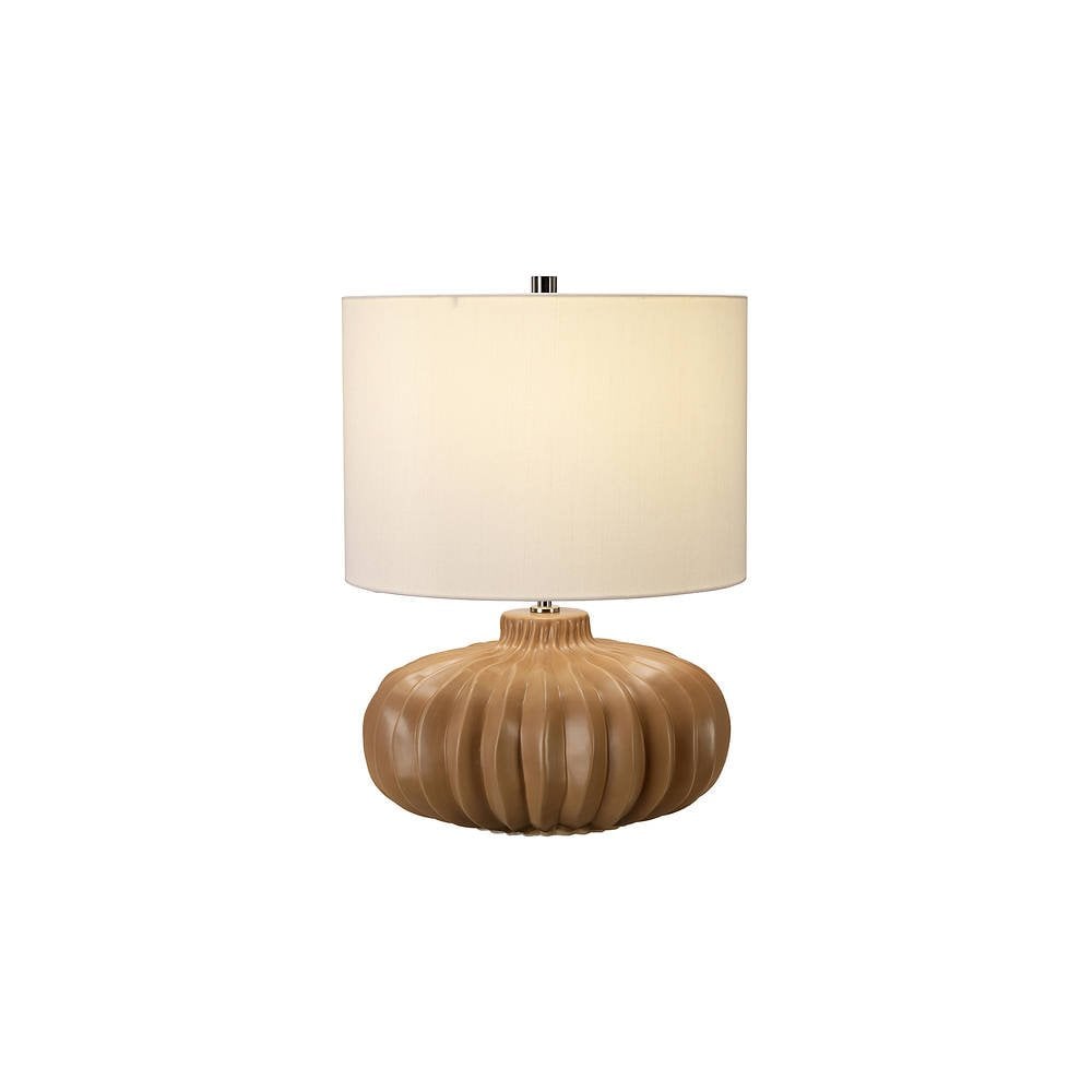 Vintage Caramel Ceramic Table Lamp with Ivory Linen Shade