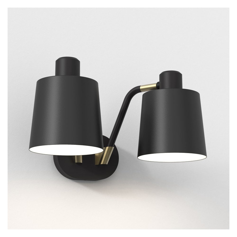 Edward Twin Matte Black Wall Light Fixture