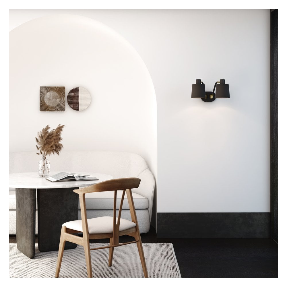 Edward Twin Matte Black Wall Light Fixture