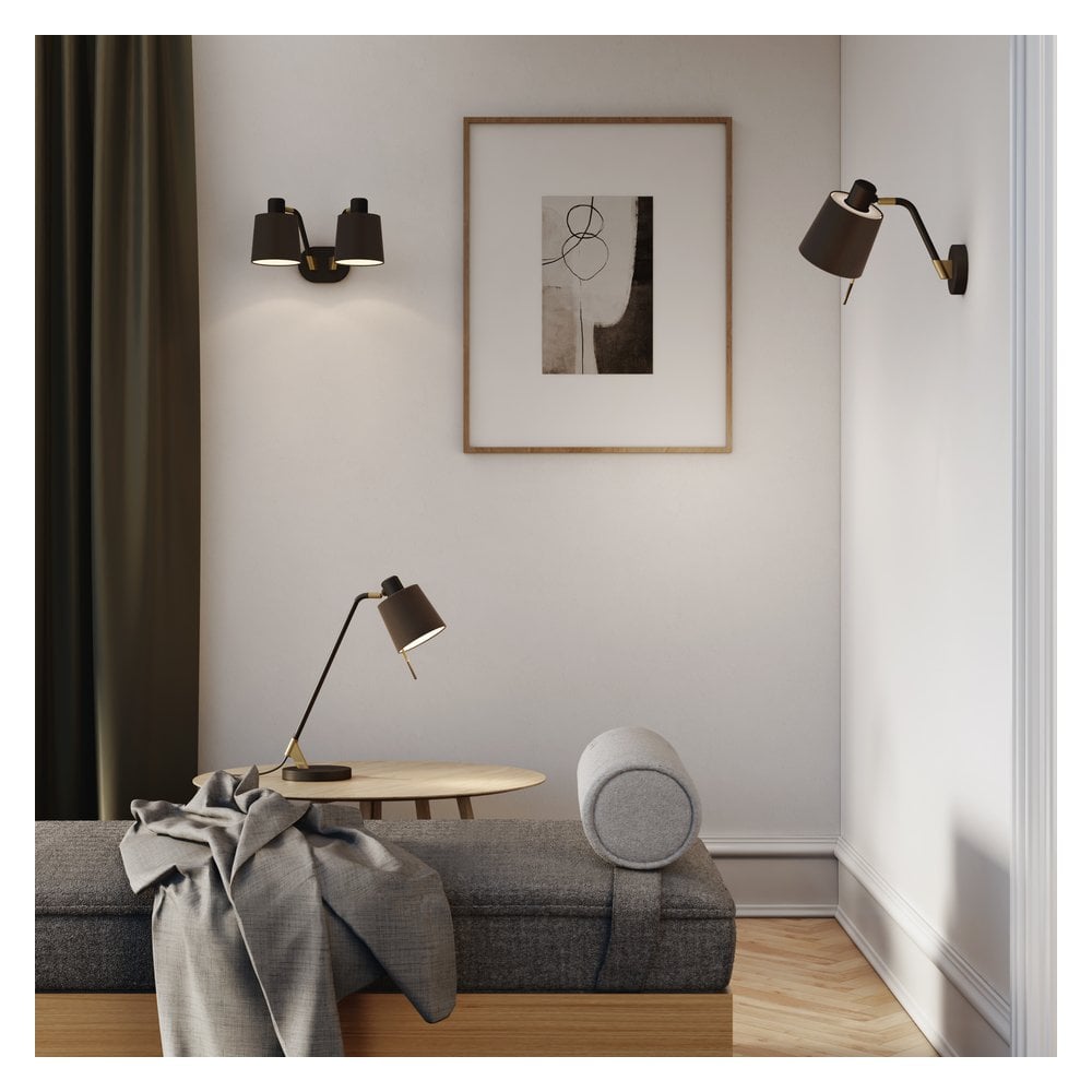 Edward Twin Matte Black Wall Light Fixture
