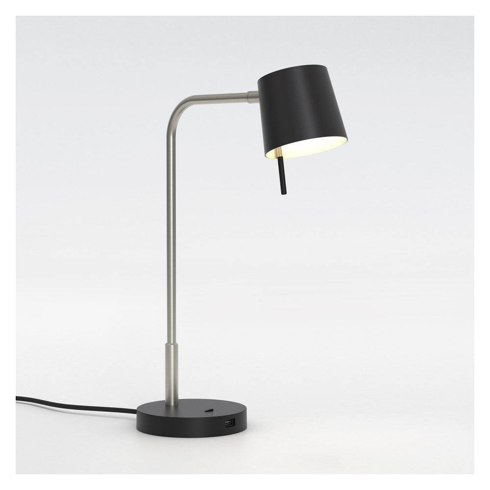 Miura Desk Lamp with USB Port in Matt Nickel Finish