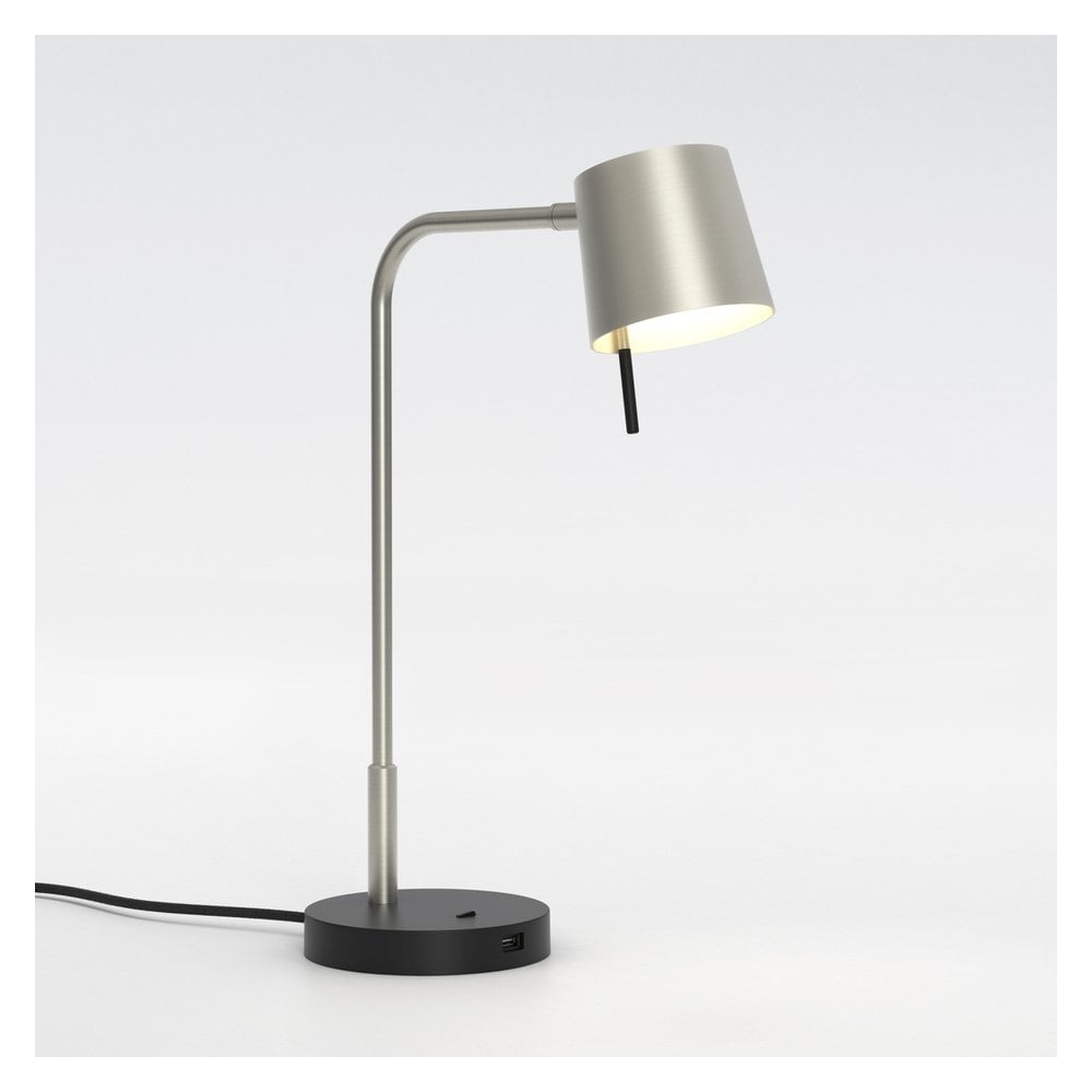 Miura Desk Lamp with USB Port in Matt Nickel Finish