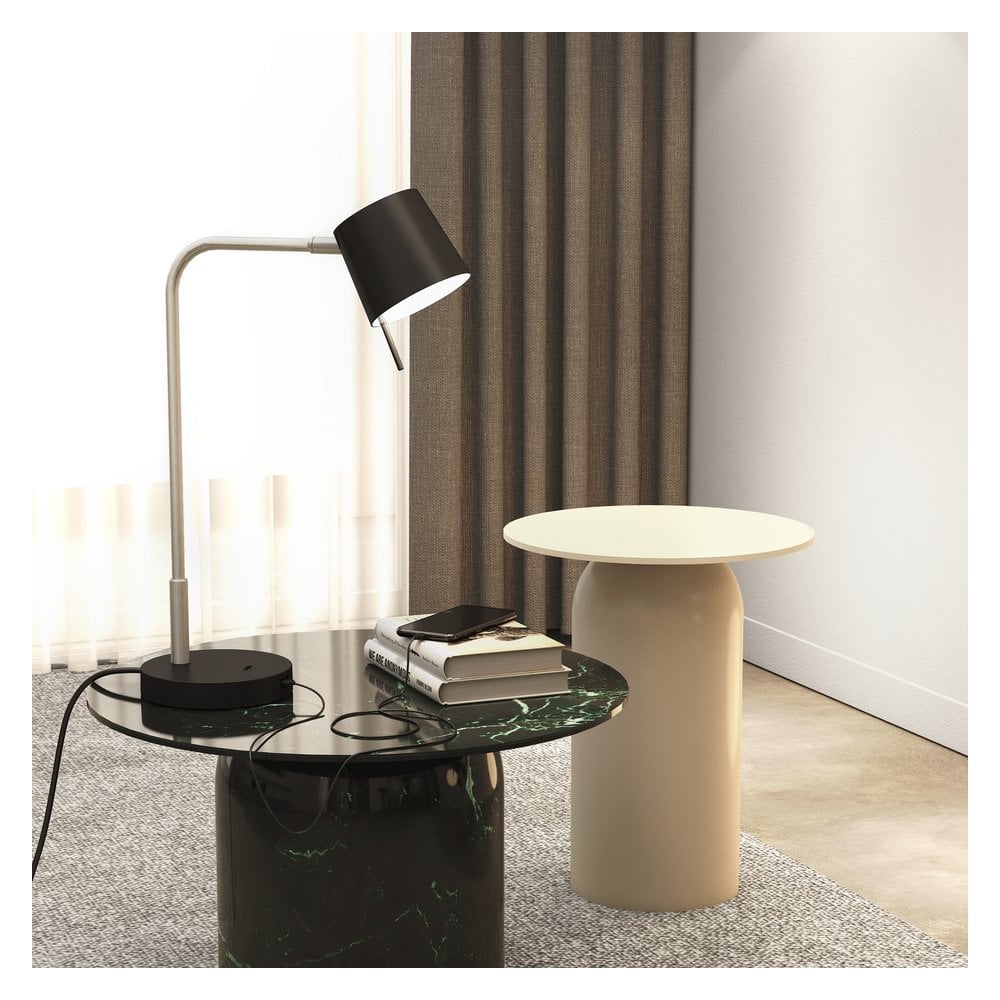 Miura Desk Lamp with USB Port in Matt Nickel Finish