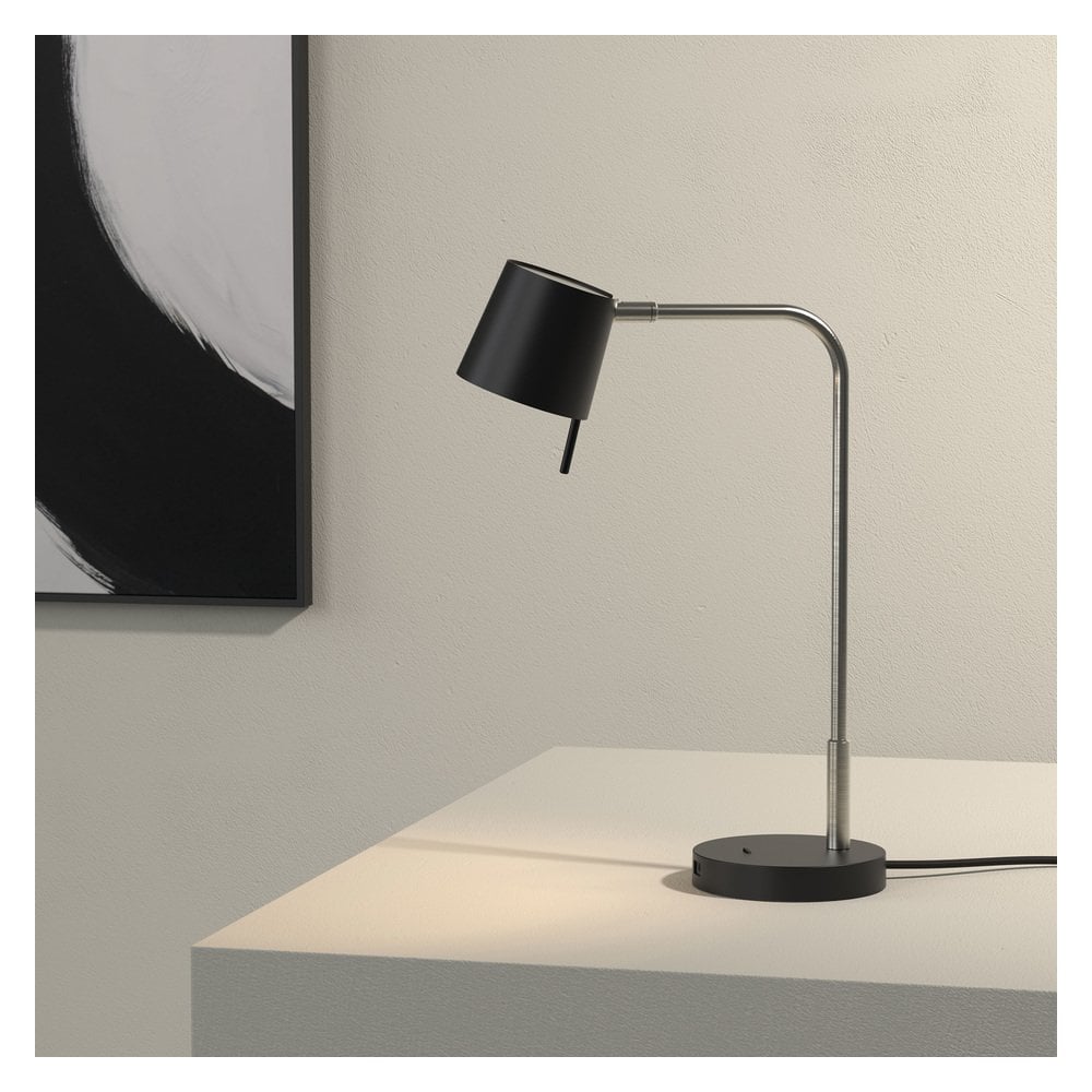 Miura Desk Lamp with USB Port in Matt Nickel Finish