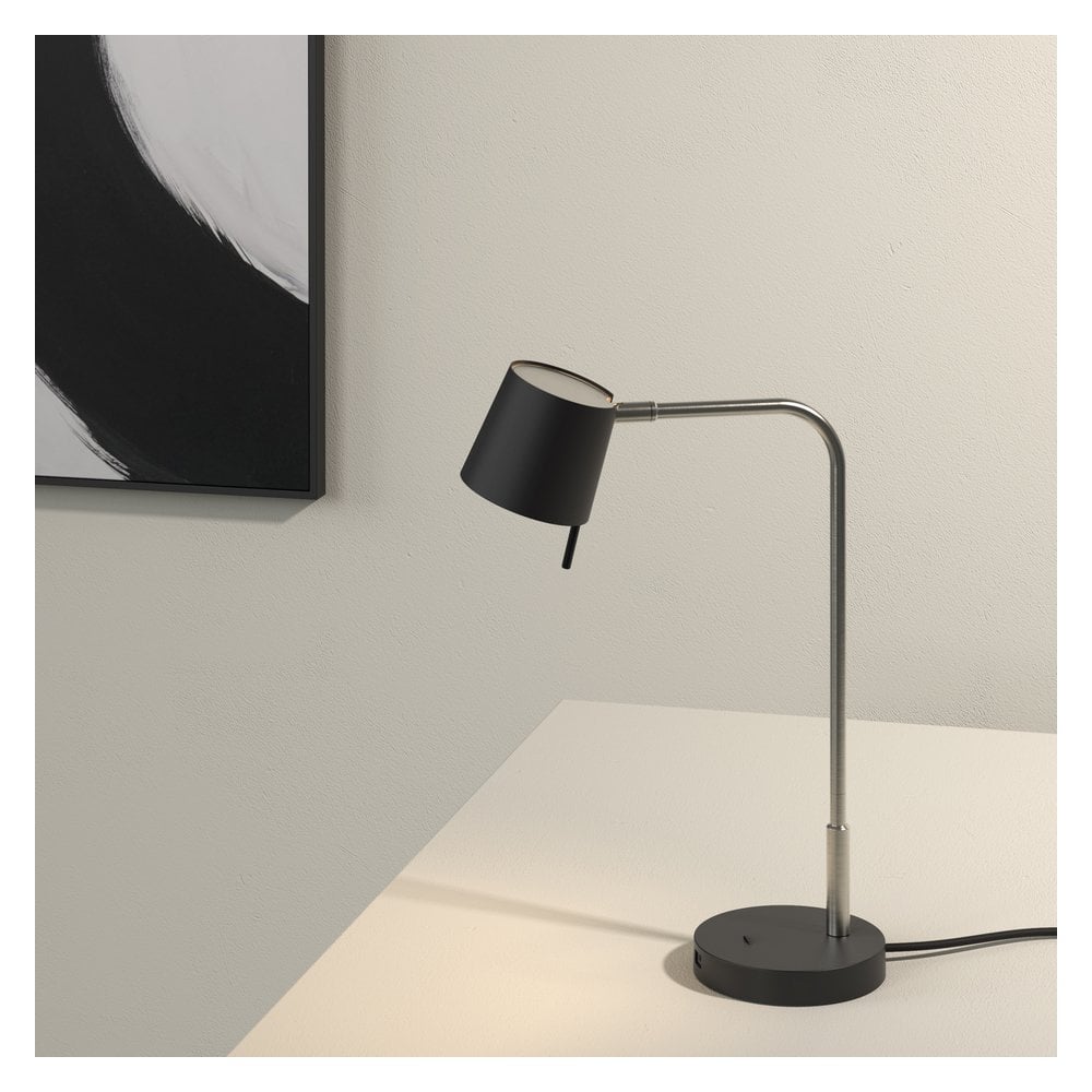Miura Desk Lamp with USB Port in Matt Nickel Finish