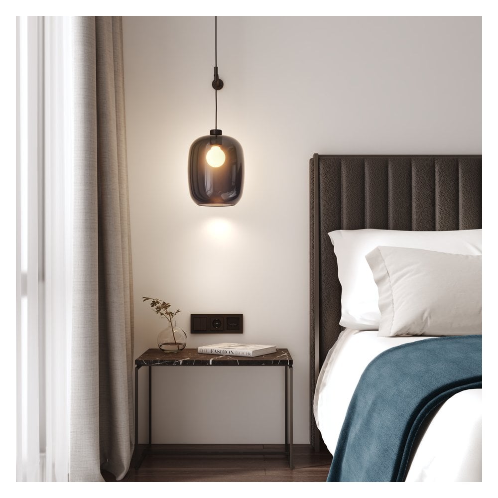 Elegant Hand-Blown Smoke Glass Pendant Shade - 285mm