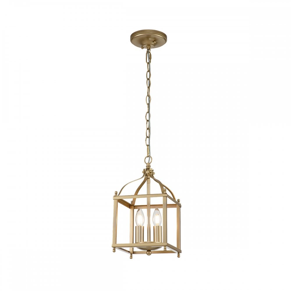 Elegant Larkin Dual-Light Pendant in Natural Brass Finish