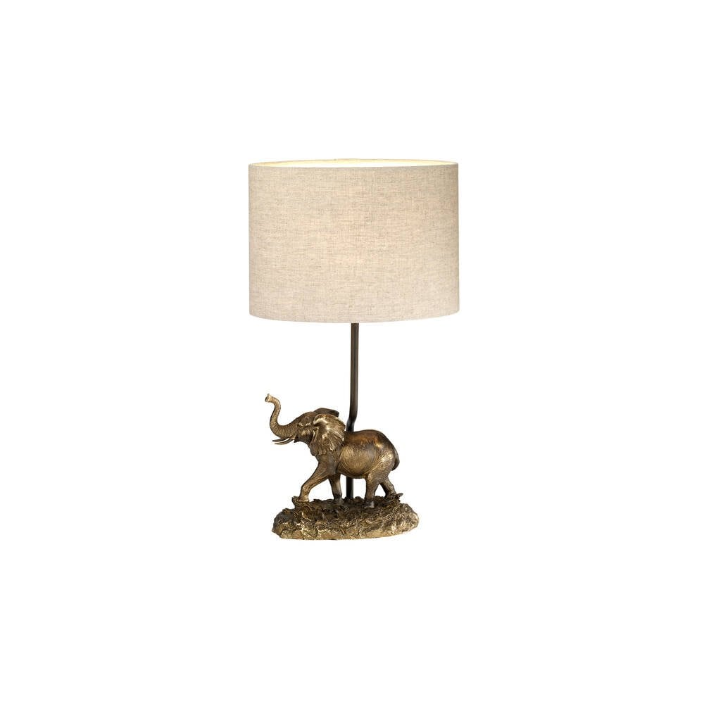 Elephant Elegance Table Lamp with Natural Hessian Oval Shade