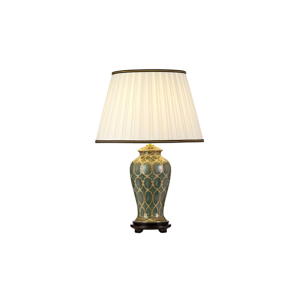 Elegant Sashi Green Ceramic Table Lamp with Empire Shade