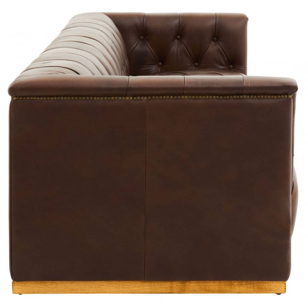 King Three Seat Brown Leather Sofa
