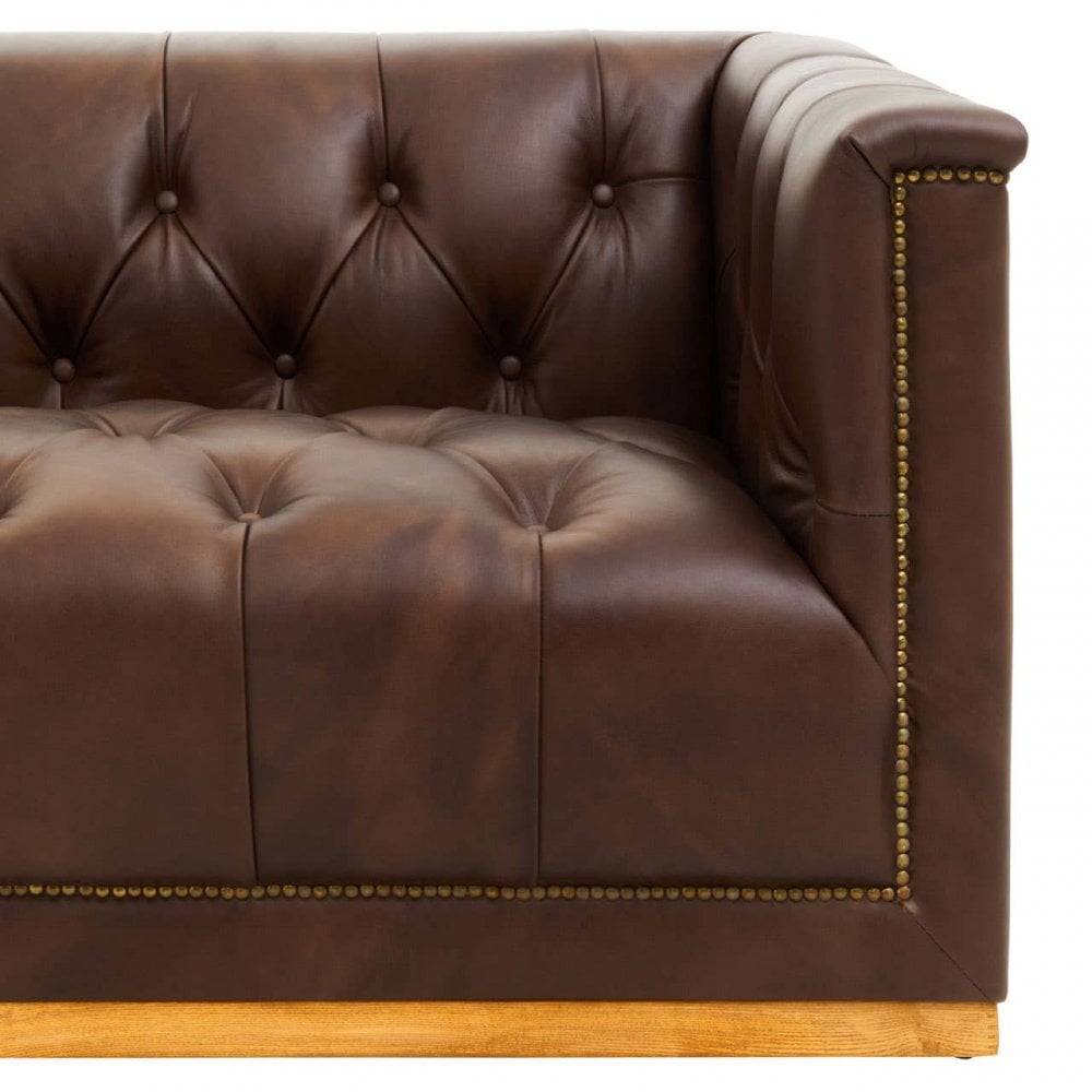 King Three Seat Brown Leather Sofa