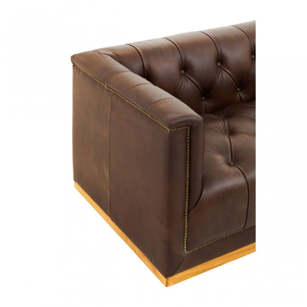 King Three Seat Brown Leather Sofa