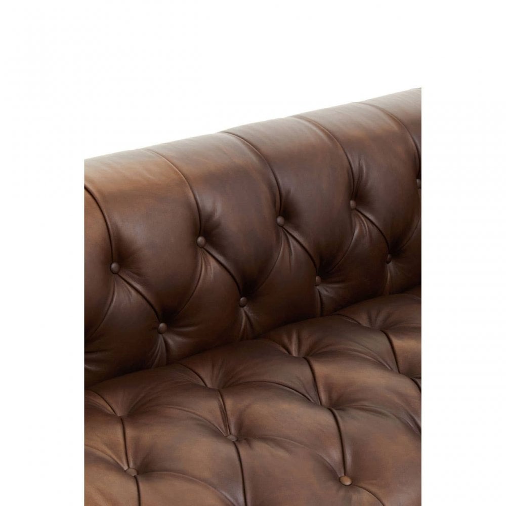 King Three Seat Brown Leather Sofa