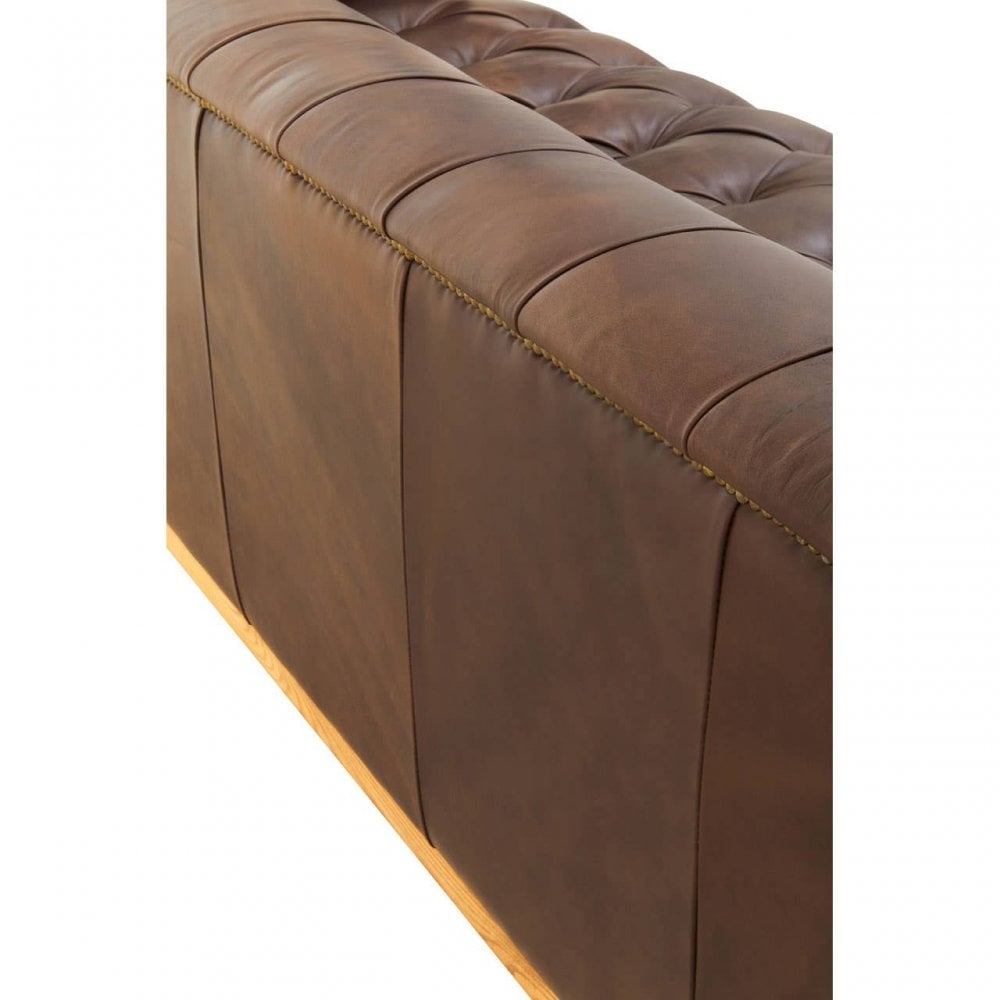 King Three Seat Brown Leather Sofa