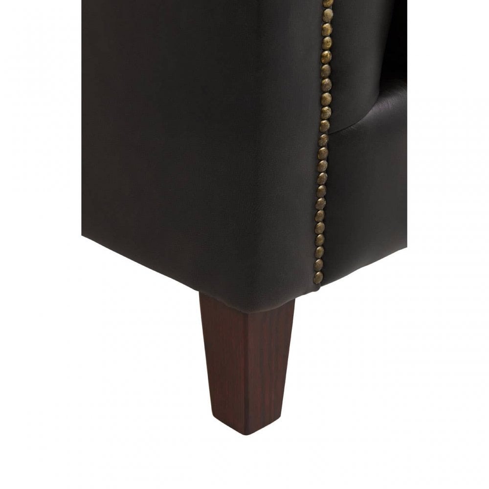 King Three Seat Antique Ebony Leather Sofa