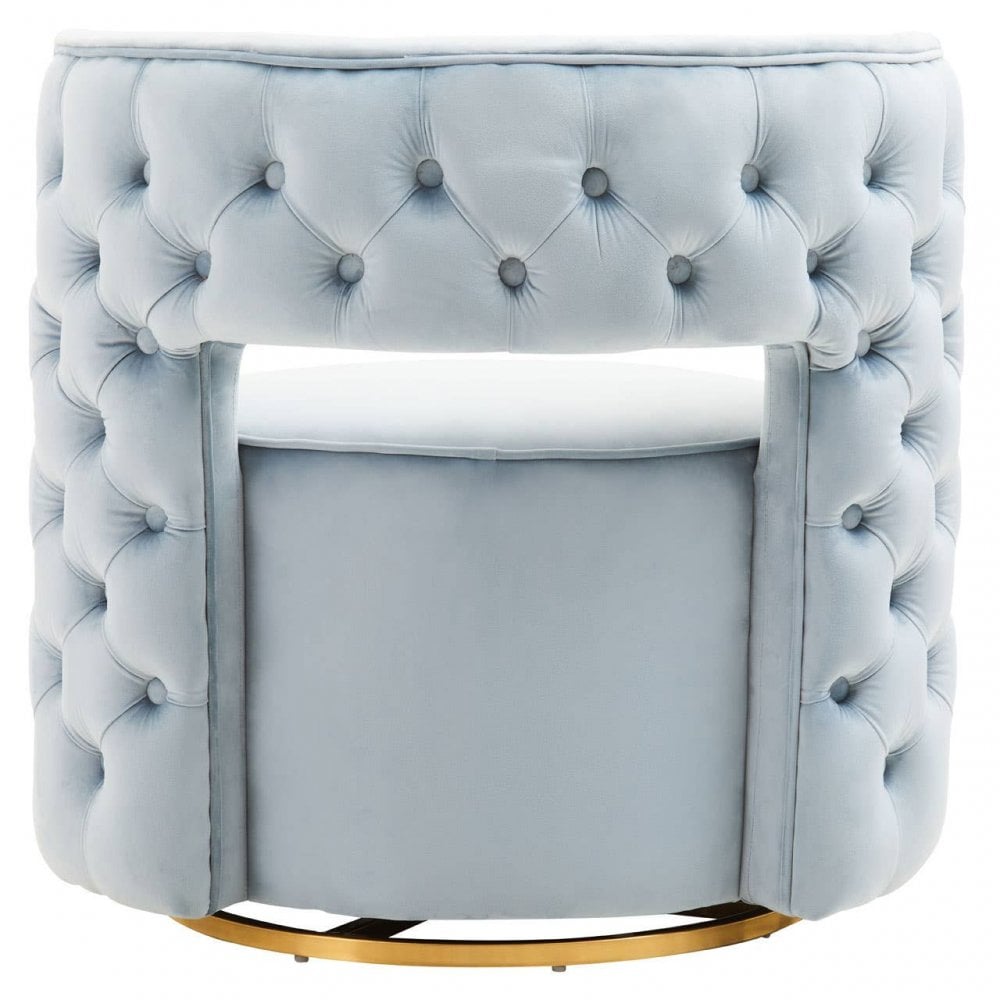 Yasmeen Blue Velvet Swivel Chair