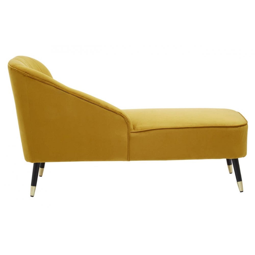 Yvette Mustard Velvet Chaise Lounge