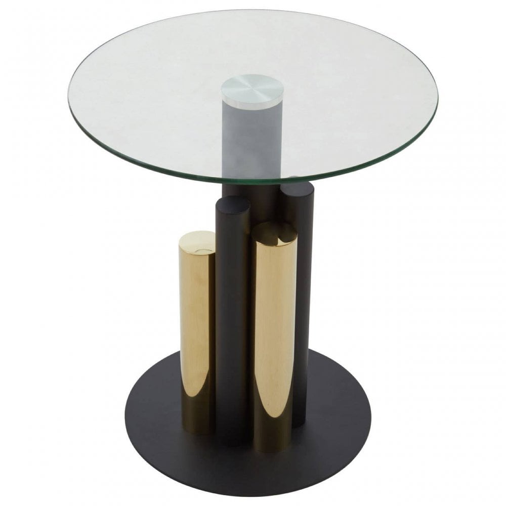 Oria Glass Gold And Black Base Side Table