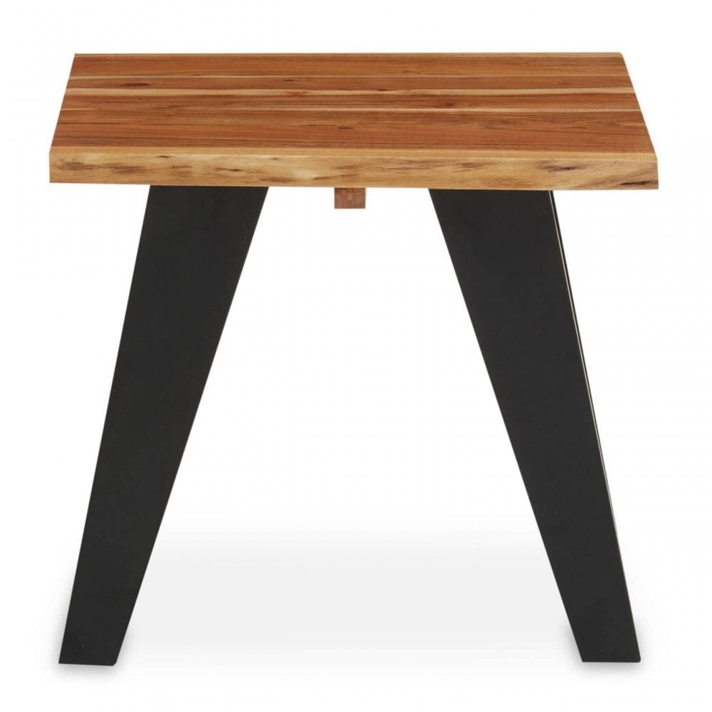Surax Acacia Wood And Looped Iron Base Side Table